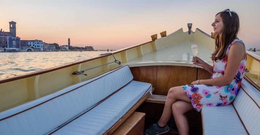 Venice: Sunset Cruise by Typical Venetian Boat - Passing Vignole and the Lido
